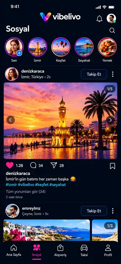 Vibelivo Vibelivo Sosyal uygulama tasarımı