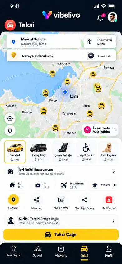 Vibelivo Vibelivo Taksi uygulama tasarımı